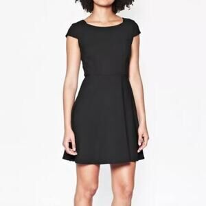 French Connection Black Whisper Ruth Cap Sleeve Skater Dress, Size US4